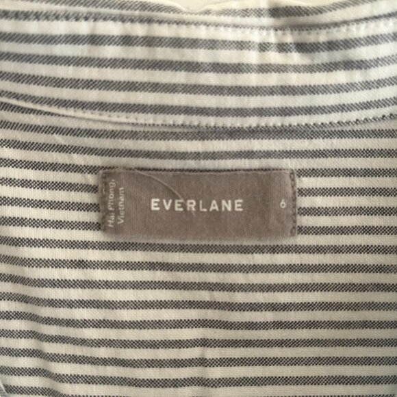 Everlane Japanese Square Oxford Button Down Shirt Size 6 Grey/White Striped - Picture 7 of 8